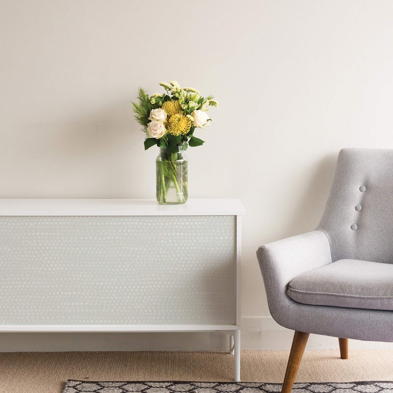 Tempaper Metallic Pearl Grey Moire Dots Removable Peel and Stick Wallpaper, 20.5 in X 16.5 ft, Made in the USA - Image 5